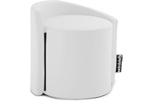 EXTROITALY Pouf Onda in Ecopelle Sfoderabile Bianco, Puffo per Sedersi Idrorepellente con Schienale Imbottito, Pouf Poltrona con Seduta Rigida e Indeformabile, Perfetto per Salotto Camera da Letto