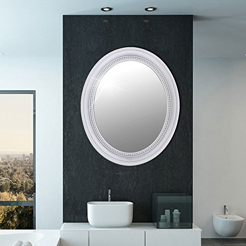 Wand Spiegel oval Bade Zimmer Barock antik Rahmen weiß Ornamente Flur Dekoration BHP B991486-3 - 2