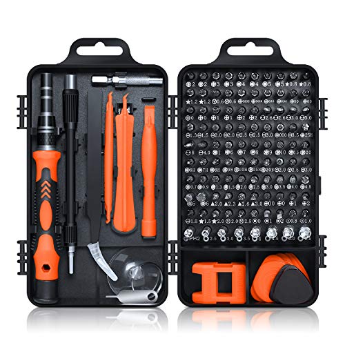 Gocheer 115 en 1 mini set tournevis precision kit tools petit boite tournevis torx informatique demontage pc portable pour macbook,iphone,réparation,lunettes,bricolage,montre,smartphone ... (Orange)