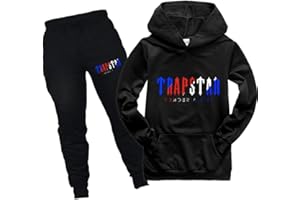 Dinint Chándal Niños Sudadera con Capucha, Moda Trapstar 2 Piezas Set impresión de letras Sudadera Top Y Jogger Pantalones Unisex Sudadera con Capucha Conjunto De Ropa para 2-16 Años