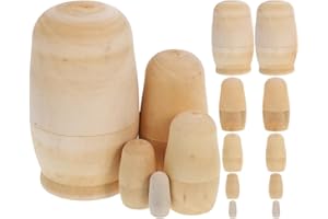 STOBOK Matroschka Rohling Holz Babushka Puppe: Russische Holzpuppen 5 Schichten DIY Basteln Bemalen 3 Sätze Holzspielzeug Zuhause Dekoration Weihnachten Geburtstag Festival Geschenk