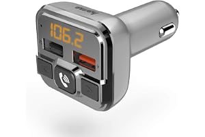 Hama Bluetooth FM-sändare för bilradio med billaddare, handsfree-enhet (biladapter för cigarettändaruttag med anslutningar fö