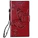 Produktbild DENDICO Sony Xperia Z3 Compact Hülle, PU Leder Handyhülle mit Standfunktion und Kartenfach, Magnetverschluss Flip Brieftasche Etui TPU Schutzhülle für Sony Xperia Z3 Compact - Rouge