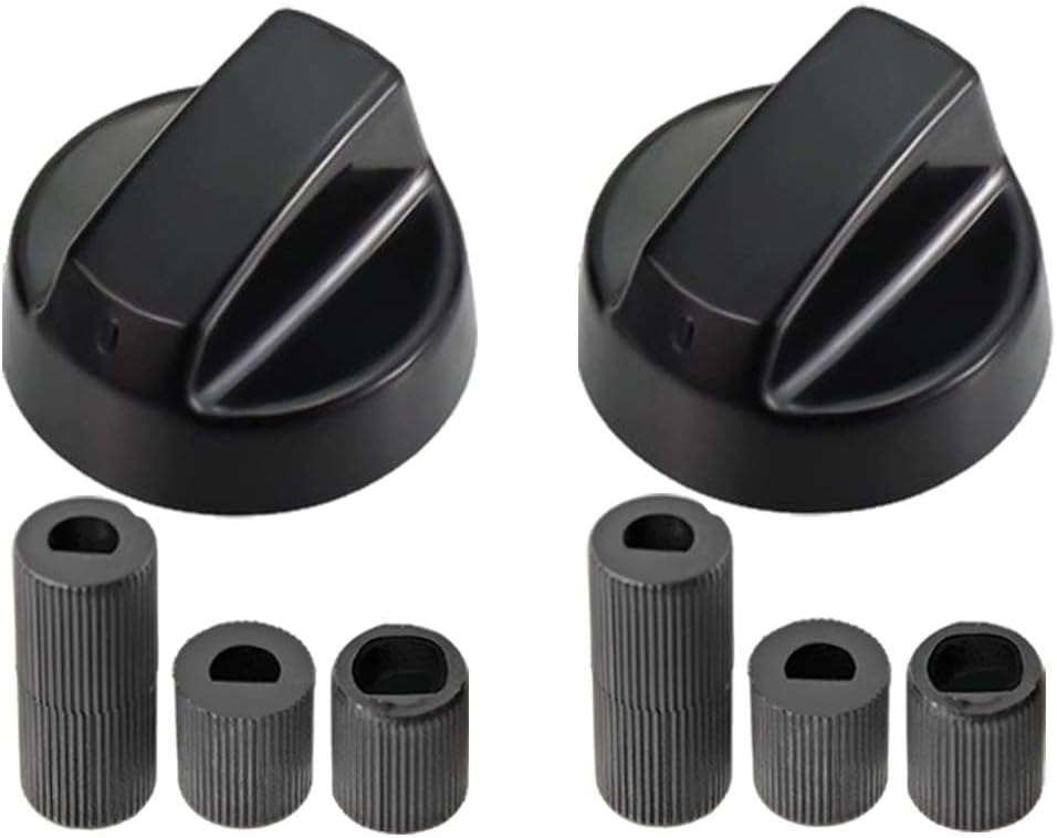 LACHT Pack 2 Manija Perillas Mando Universal Para Horno, Perilla Placa De Vitrocerámica, Perillas De Cocina, Manija Cocina De Gas, Incluye 3 Adaptadores, 4 Cm Diámetro (Negro)