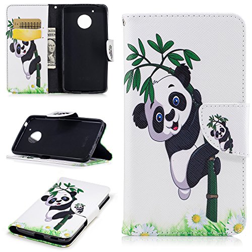 Motorola Moto G5 Case,Motorola Moto G5 Case Leather ,Motorola Moto G5 Case Wallet -COZY HUT Colorful Painting PU Leather Notebook Design Flip Cover Folio Inlaid Inner Soft TPU Case with [Card Slot] [Built Stand] [Magnetic Closure][Wallet Function] Protective Skin Durable Case for Motorola Moto G5 Model - Panda Bamboo