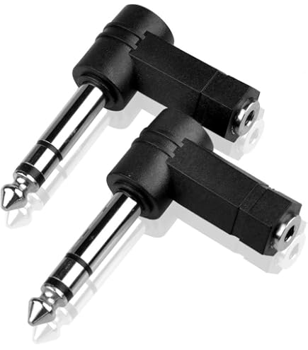 Greluma Lot De 4 Fiches Jack 6,35 Mm Angle Droit 90° - Connecteurs TRS Stéréo Mâles à Souder Pour Guitare, Micro, Enceinte, Mixeur DJ - Qualité Métal Robuste