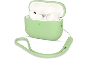 AOTUAO Compatibile con AirPods Pro 2 Custodia Case Cover, Case Protettiva Antiurto Antiscivolo in Silicone per AirPods Pro 2 Seconda Generazione 2022 Custodia con Silicone Lanyard, Avocado