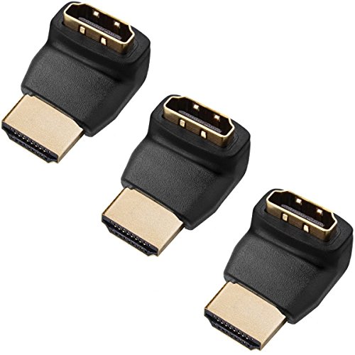 UBest 3x HDMI 270° Winkeladapter 19pol / HDMI-Stecker auf HDMI-Buchse - VERGOLDETE Kontakte Schwarz