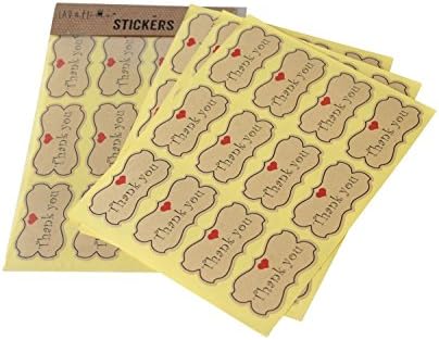 "Thank You" Stickers with Cute Red Heart Self Adhesive Label Paper Kraft Homemade Product Gift Wedding (120)