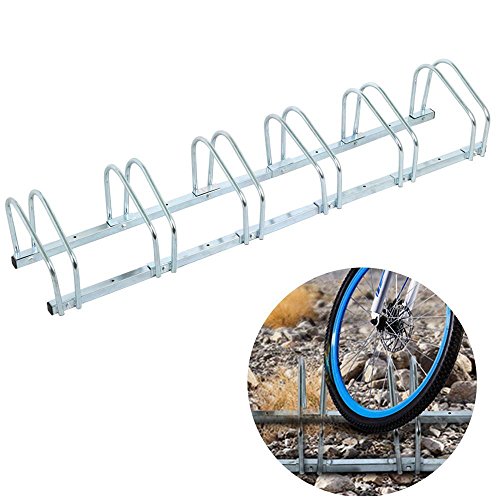 Yahee Fahrradständer für 6 Fahrräder Räder Aufstellständer Reihenparker Fahrradparker Silber - 2
