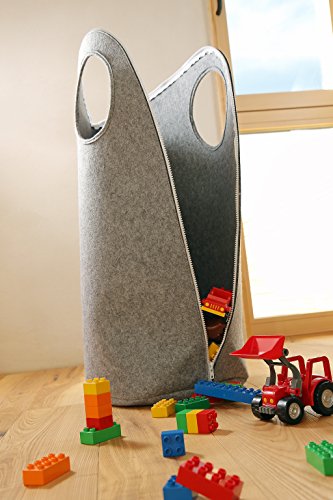 SKASON WALKKI – Wäschesack, Spielzeugsack, Wäschekorb, Wäschesammler, Aufbewahrung, Filz hellgrau - 7