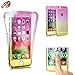 Produktbild Handyhülle für iphone 5S/5 Silikon,iphone SE Hülle 360 Grad Schutz Vorne Hinten Touch Case,SKYXD Rundumschutz Rosa/Gelb Farbverlauf Full Body Cover Gradient Dünne Weich Rückseite Handy Tasche Premium Backcover für Apple iphone 5/5S/SE