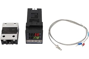 Ticfox Intelligenter PID Temperaturregler 0℃~1300℃ Alarm REX-C100 Digitaler 40A Halbleiterrelais LED PID Temperaturregler Thermostat Kit AC110V-240V