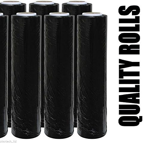 6 X STRONG ROLLS BLACK PALLET STRETCH SHRINK WRAP CAST PARCEL PACKING CLING FILM