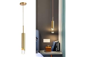 TPWEWRX Luminaires suspendus modernes nordiques Suspension de plafond au design minimaliste Luminaire suspendu avec lustre pour la cuisine le salon la chambre à coucher (Gold 1-Light,Warm light)