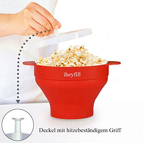 Popcorn Popper, Mikrowellen-Silikon Popcorn Maker, zusammenklappbare Schüssel mit Griffen - 4