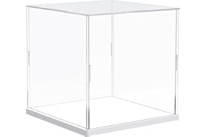 Nynelly Vitrine Acrylique Transparente pour Collection Figurine, Assembler Boîte Présentoir Rangement De Vitrine Antipoussière pour Action Pop Figures Jouets De Collection, 15x15x15cm,Blanc
