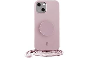 JE JUST ELEGANCE PopSockets x Just Elegance iPhone Hülle - Necklace Case - Handyhülle kompatibel mit iPhone 13 - iPhone Schutzhülle mit Abnehmbarer Kordel und Fingerhalter (Rose Breath)