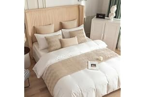 GOFOHIMI Bed Runner and Matching Cushion Cover, Scarf for Home Decoration, Hotel Bedding Towel, Bedroom Bedspread Protection (55x55cm Pillowcase, Beige)