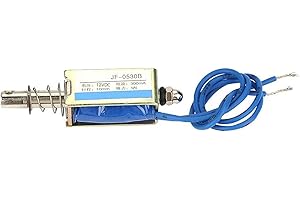Tyenaza Electroimán de Solenoide, DC 12V Control de Automatización Electroimán Tipo de Empuje y Tracción 5N Rango Retráctil 10mm, para Cerradura de Puerta de Marco Abierto Tipo Empujar y Jalar(12V)