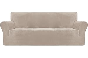 MAXIJIN Copridivano in velluto spesso Copridivano antiscivolo a 3 posti super elasticizzato per cani Pet Friendly 1 pezzo Protezione per mobili peluche (3 posto, Velluto Cachi)