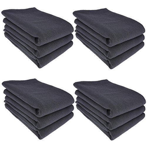 12 x - Trapo/Paño de cocina y gamuza de limpieza 100% algodón antracita