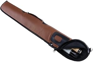 Sinsilvie Pool Cue Bag,1/2 Snooker Cue Case,PU Billiard Cue Cases for 2 Piece Cue,Soft Cue Stick Case 1 Stick 2 Holes.