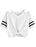 Siennaa T-Shirt da Donna,Maglietta Tinta Unita con Stampa Lettera Manica Corta con Larghe Camicia Donna?Scollo-V T-Shirt Casual Top Basic per Estate,Manica Corta per Ragazze