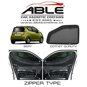 Able Dotnet Car Magnetic Sun Shade Curtains 4 Door with Zipper for Chevrolet Beat Set of 4 Pcs