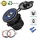 Produktbild Emooqi Auto USB Steckdose, Auto Ladegerät Universal Wasserdicht Dual USB Kfz Ladebuchse Adapter 12V / 24V Kfz Ladegerät 5V / 4.2A Quick Charge 3.0 mit LED Blaue Licht für Fast alle Fahrzeuge,Motorra