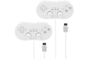 Straße Game 2 X Manettes Classiques Pro Wii/Wii U – Pack 2 Joueurs – Prise en Main Ergonomique – Compatibles Jeux Virtuels et WiiWare – Longueur Câble 1,20 m – Blanc