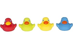 Playgro Mini-Ducks for the Bath, 4 Pieces, Fully sealed, Water and dirt resistant, Ideal for baby's bath, From 6 months, BPA Colourful, 40212