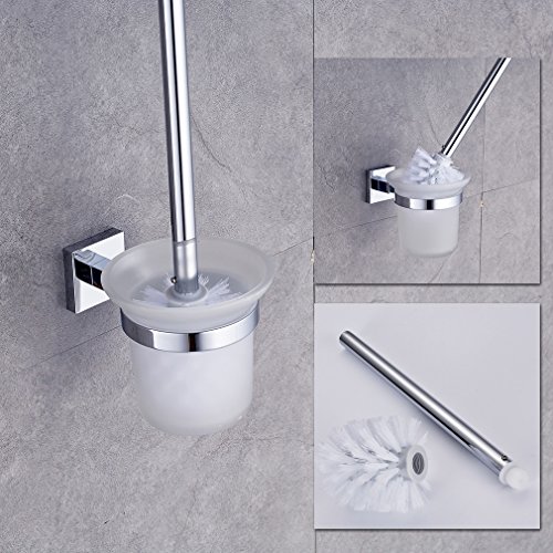 Auralum Einfach Toilettenbürsten Glas Bürste Edelstahl WC-Bürstenhalter WC-Garnitur Klobürste Klobürstenhalter