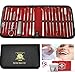 Produktbild BeautyTrack Dental-Kit & Scaler, 20 Stück Edelstahl- Spiegel & Zahn Schaber Set mit Baumwolle Twizers- Syringe & Elevator + Leder -Speicher-Fall - Ideal für Zahnärzte & persönlichen - Dental- Pflege