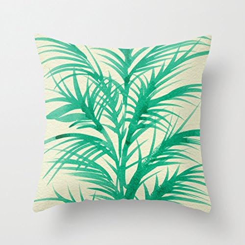 Beautiful Mint Palms Canvas Pillow Covers Decorative 18 x 18 Throw Pillows Case for Teen Girls Bed Rooms Decor