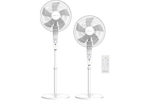 Newlux - Ventilatori a piantana con telecomando W550 Smart 5 pale da ø40cm, 3 velocità e 3 modalità. Ventilatore oscillante con altezza regolabile fino a 121cm, timer e motore in rame (bianco)