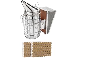 HunterBee Kit de ahumador de Apicultura y Herramienta, ahumador de Colmena de Abeja para Apicultura/Sombrero de Velo de Apicultor