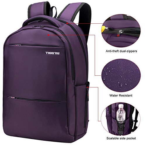 Norsens Notebook Laptop Rucksack 15 6 Zoll Gepolstert Wasserdichter Business Rucksack Damen Purple