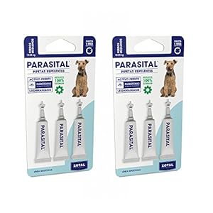 Parasital Pipetas Antiparasitarias para Perros Medianos de 10 a 25 kg – Pack de 6×2,5ml de Zotal – Activo Contra Leishmaniasis y demás Mosquitos, Pulgas y Garrapatas – Repelente 100% Natural