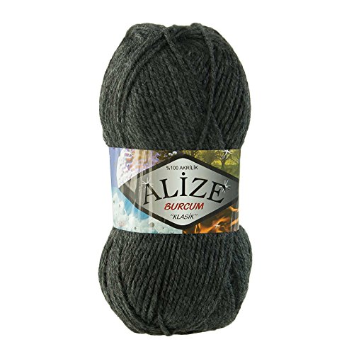5 x 100g Strickgarn ALIZE BURCUM # 195 anthrazit - 2