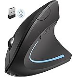 Ergonomische Maus Kabellos Bluetooth Wiederaufladbare Vertikale Funk Maus (2,4 GHz+BT5.1) Modus mit 6 Tasten 3DPI, Bequemer G