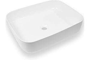 Art-of-Baan® Keramik-Aufsatzwaschbecken I edles Waschbecken mit Lotus-Effekt I Handwaschbecken in Weiß I Waschtisch ohne Hahnloch I hochwertiges Design-Waschbecken I Maße: 515x400x135mm