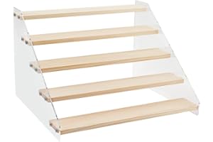 NBEADS Soporte De Exhibición De Acrílico De 5 Niveles, Soporte De Exhibición De Madera Con Soporte Transparente, Estante Para Modelos, Soporte Para Exposiciones De Artesanía, 30,5 X 27 X 20 Cm