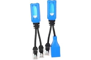 EMOSHAYOGA Rozdzielacz RJ45, zestaw kabli zasilających 2 szt., trwały przenośny rozdzielacz POE do kamer bezpieczeństwa IP