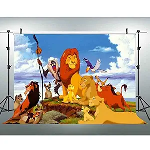 EOA 7(W) x5(H) FT Cartoon Lion King Photography Backdrop Tropical Safari Birthday Background Jungle Forest Animal Banner Studio Props