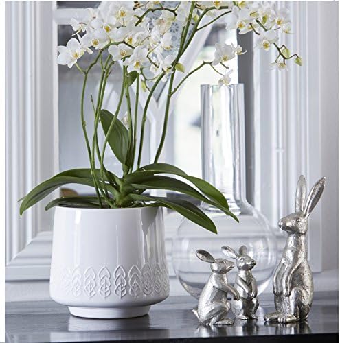 Wikholm Reanta Leaves White Ceramic Plant Pot Planter 14cm Decorative Gift Orchid Home