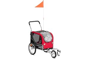 Uniprodo UNI_TRAILER_18 Pet Bike Trailer 20 kg Reflector Tarpaulin Dog Trailer Dog Bike Trailer Dog Bicycle Trailer Pet Bicycle Trailer (70 x 42 cm (LxW), 4 Windows, 3 Wheels)