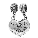 Andante-Stones 925 Sterling Silber 2-in-1 Dangle Bead Charm (Zwei Beads in Einem) Father Daughter Vater & Tochter - Element Kugel für European Beads + Organzasäckchen
