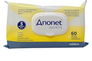 Anonet Salviette Carta Igienica Umidificata per Detersione in Viaggio, Salviette Lenitive, Idratanti, Sollievo Immediato Contro Prurito e Fastidi Intimi, Made in Italy (Pack da 60 Pezzi)