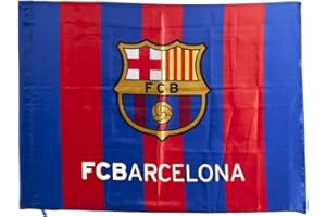 FUTBOL CLUB BARCELONA Bandera Oficial Diseño Vertical Blaugrana con Escudo. Medidas 75 x 50 cm. Producto Oficial bajo licencia.
